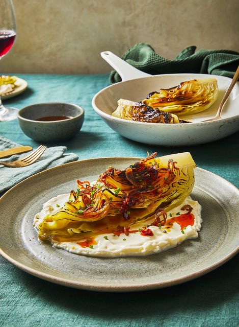 Smoky hispi cabbage with chilli oil. Photography by Phoebe Pearson