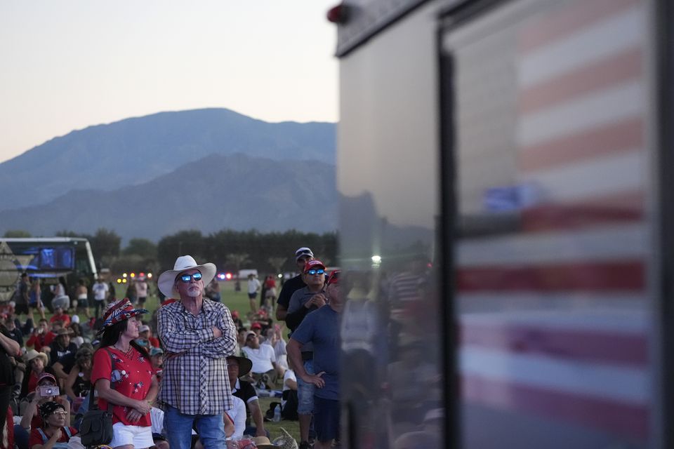 Attendees watch as former President Donald Trump speaks at Coachella, California (Alex Brandon/AP)