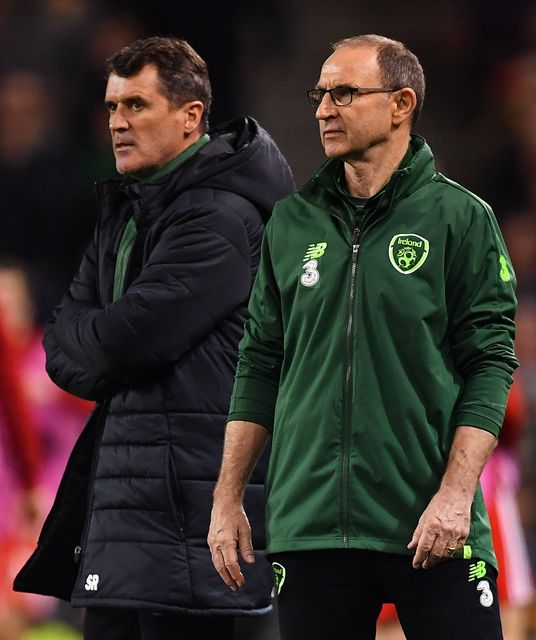 Martin O'Neill during his time managing the Republic of Ireland, with Roy Keane who was his assistant. (Pic: Brendan Moran/Sportsfile via Getty Images)