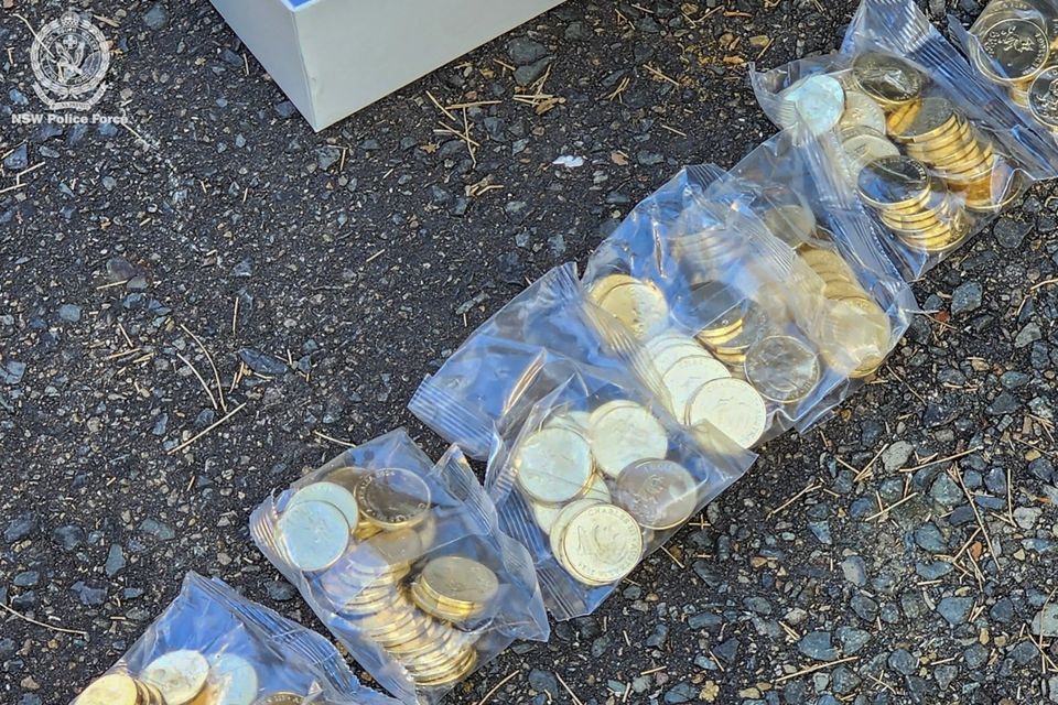 Some of the 40,000 stolen limited edition Bluey coins (New South Wales Police via AP)