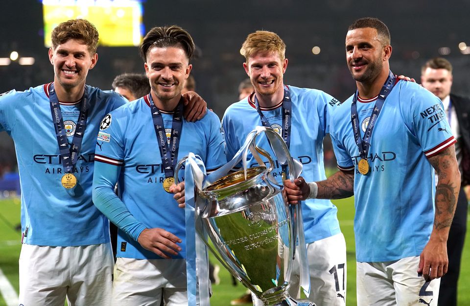 Kyle Walker (right) has helped Manchester City win 17 trophies since joining from Spurs in 2017 (Martin Rickett/PA)