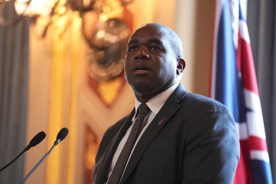 Foreign Secretary David Lammy speaking during an event at the Foreign, Commonwealth and Development Office (Jordan Pettitt/PA)