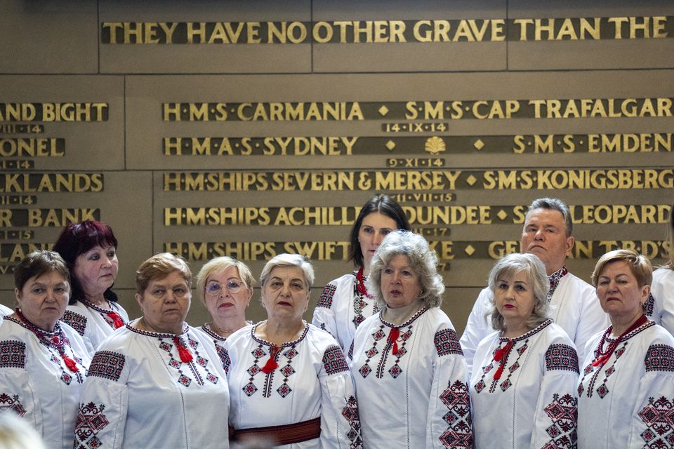 Members of the Ukrainian community joined MSPs, councillors and military officers (Jane Barlow/PA)