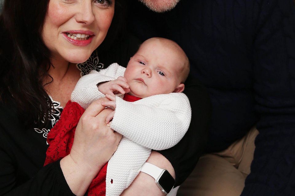Proud parents: Radio Ulster presenters Kerry and Ralph McLean with four-week-old daughter Eve