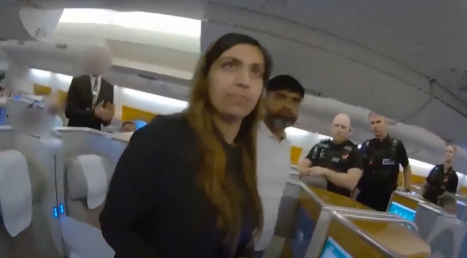 Screengrab from bodycam footage of Beinash Batool being detained on a plane at Gatwick Airport on September 13 2023 (Surrey Police/PA)