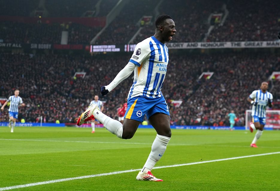 Yankuba Minteh opened the scoring for Brighton at Old Trafford (Martin Rickett/PA)