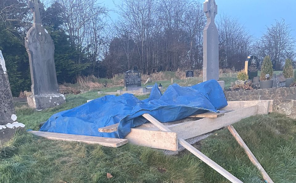 The exhumation was carried out at Annyalla Cemetery in Co Monaghan (Jonathan McCambridge/PA)