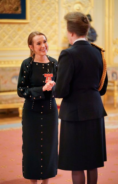 Rose Ayling Ellis is made a Member of the Order of the British Empire by the Princess Royal at Windsor Castle. Pic: PA