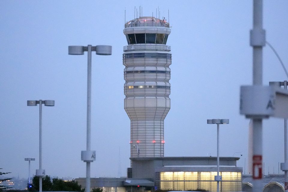 The air traffic control tower at the airport (Alex Brandon/AP)