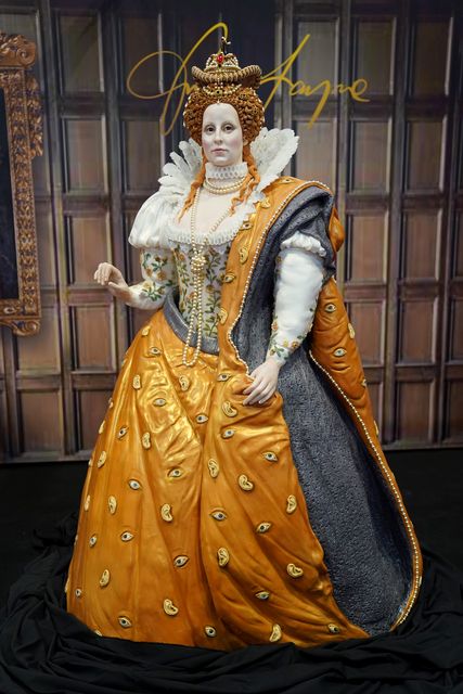 A Queen Elizabeth I cake on display at the Cake International show at the NEC in Birmingham (Jacob King/PA)