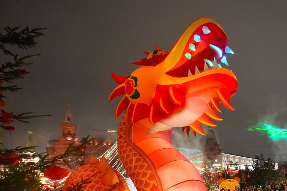 Year of the Snake celebrations took place as far afield as Moscow (AP)