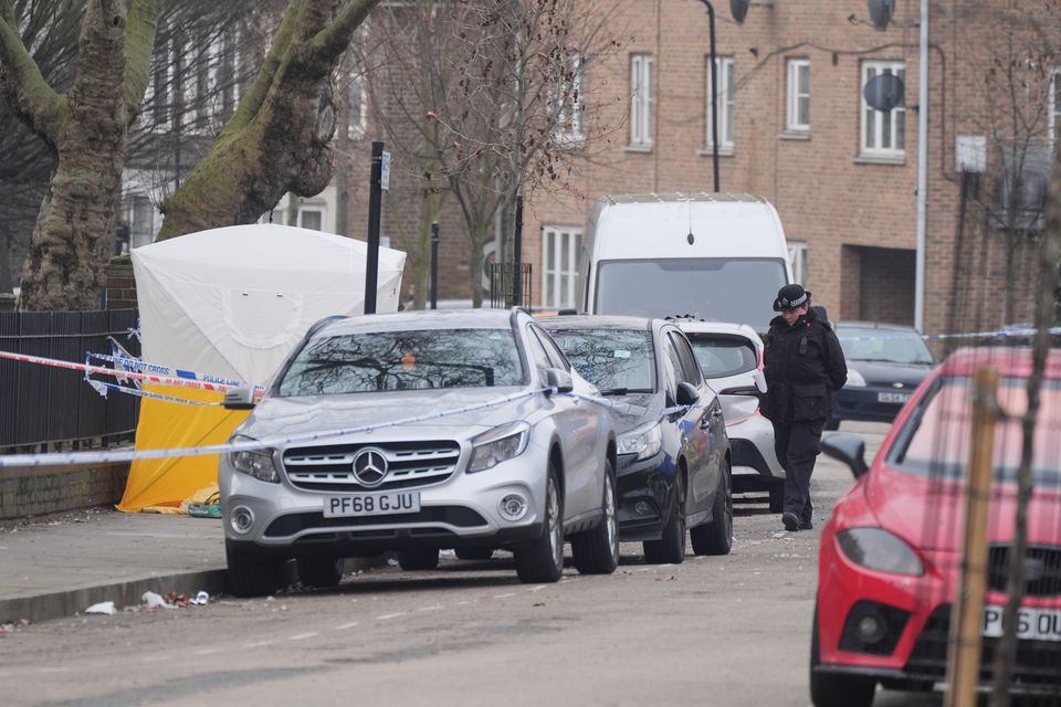 Police at the scene on Bodney Road in Hackney (Yui Mok/PA)