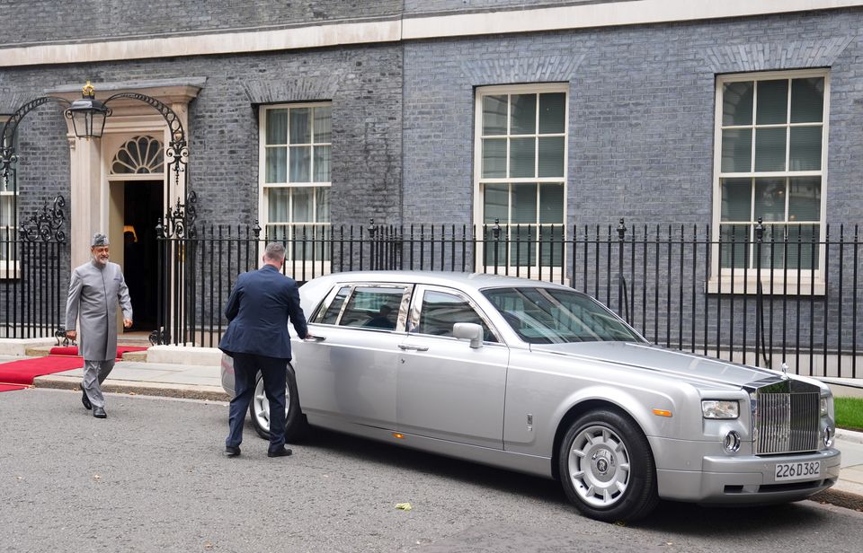 Sultan of Oman Haitham bin Tariq Al Said left Downing Street in a silver Rolls-Royce (James Manning/PA)