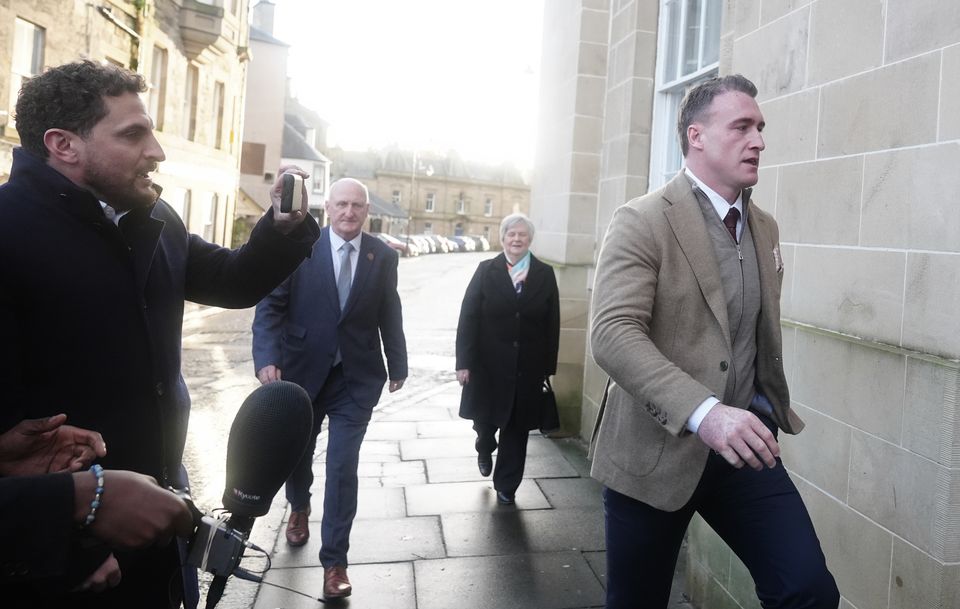 Stuart Hogg arriving at Jedburgh Sheriff Court for sentencing on Thursday (Owen Humphreys/PA)