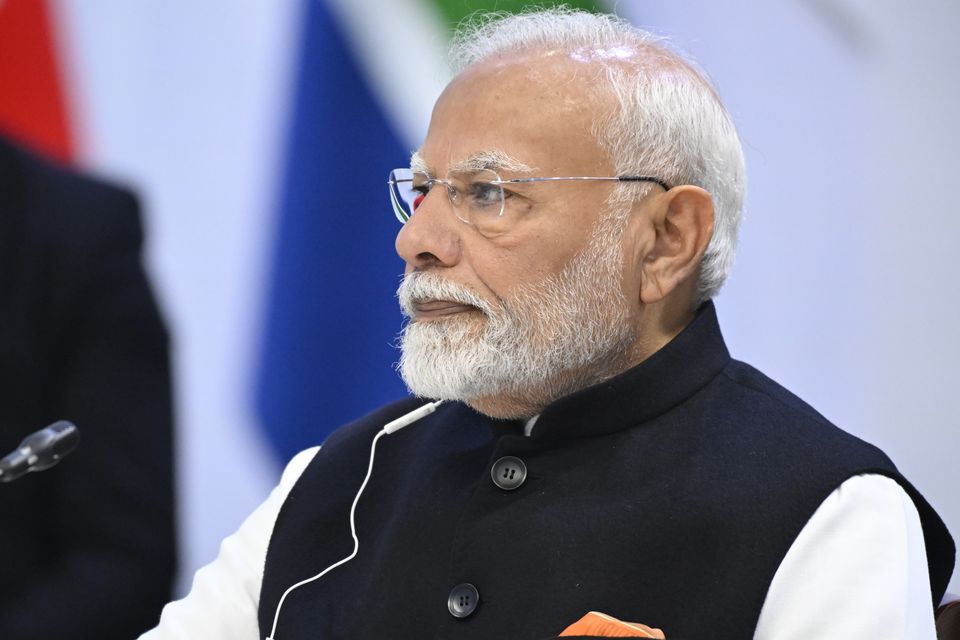 Indian Prime Minister Narendra Modi attends the Brics Summit narrow format session in Kazan, Russia (Alexander Nemenov/AP)