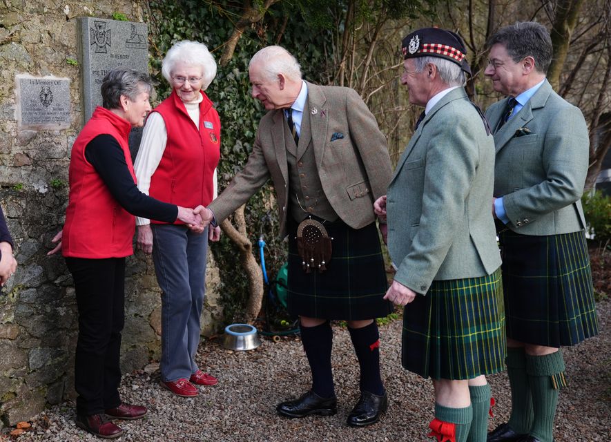 The King meets volunteers at the Gordon Highlanders Museum (Andrew Milligan/PA)