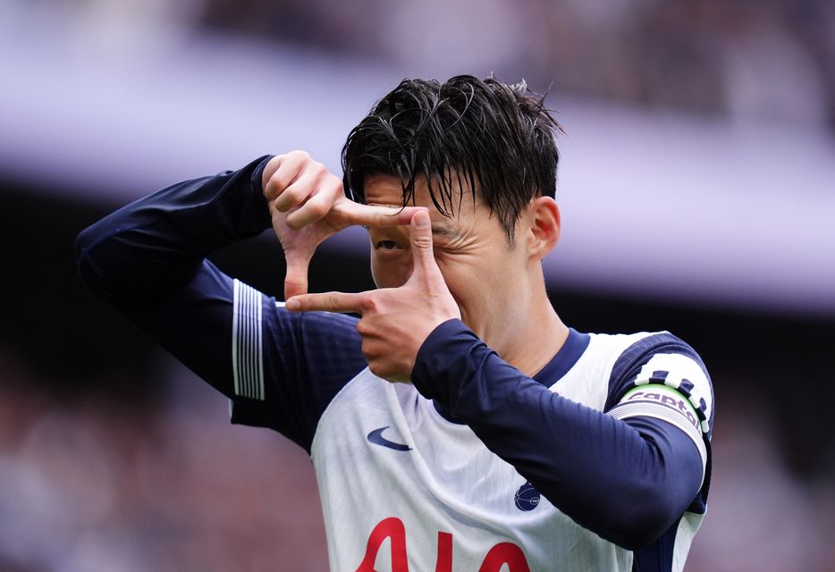 Son Heung-Min celebrates after scoring against Everton (John Walton/PA)