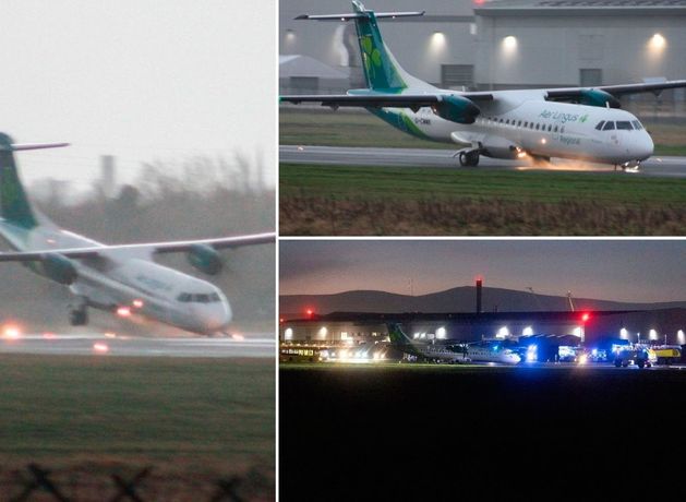 Moment plane crash-lands at Belfast City Airport caught on camera as Christmas travel chaos ensues