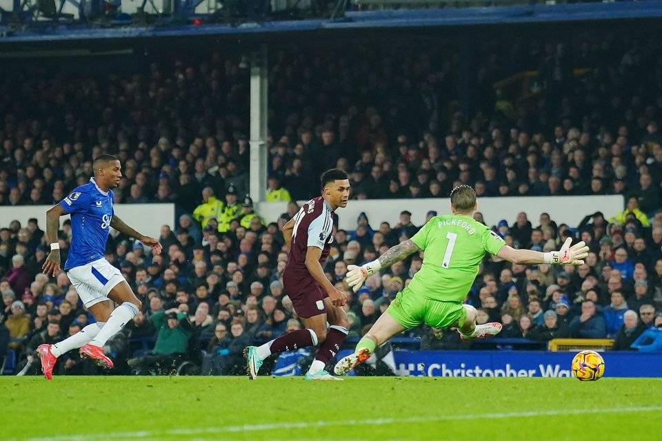 Ollie Watkins scores Aston Villa’s goal (Peter Byrne/PA)