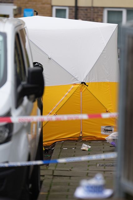 A police tent at the scene on Gifford Road, Brent (Aaron Chown/PA)