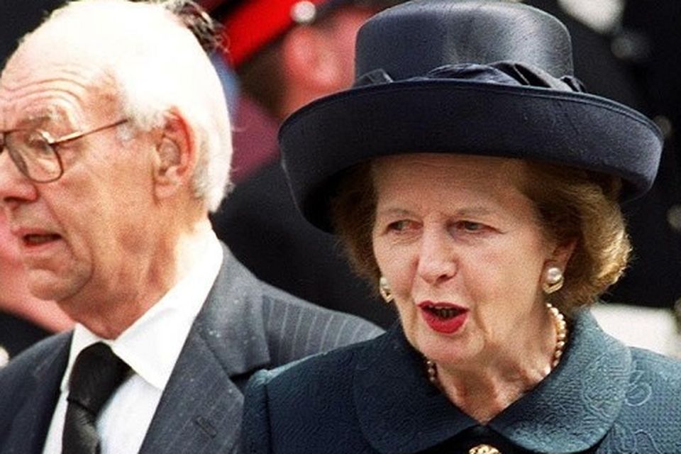 Margaret Thatcher pictured with her husband Denis in 1999