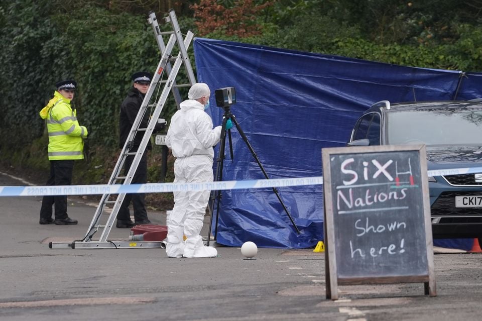 A forensic officer at the Three Horseshoes pub in Knockholt, Sevenoaks (Gareth Fuller/PA)