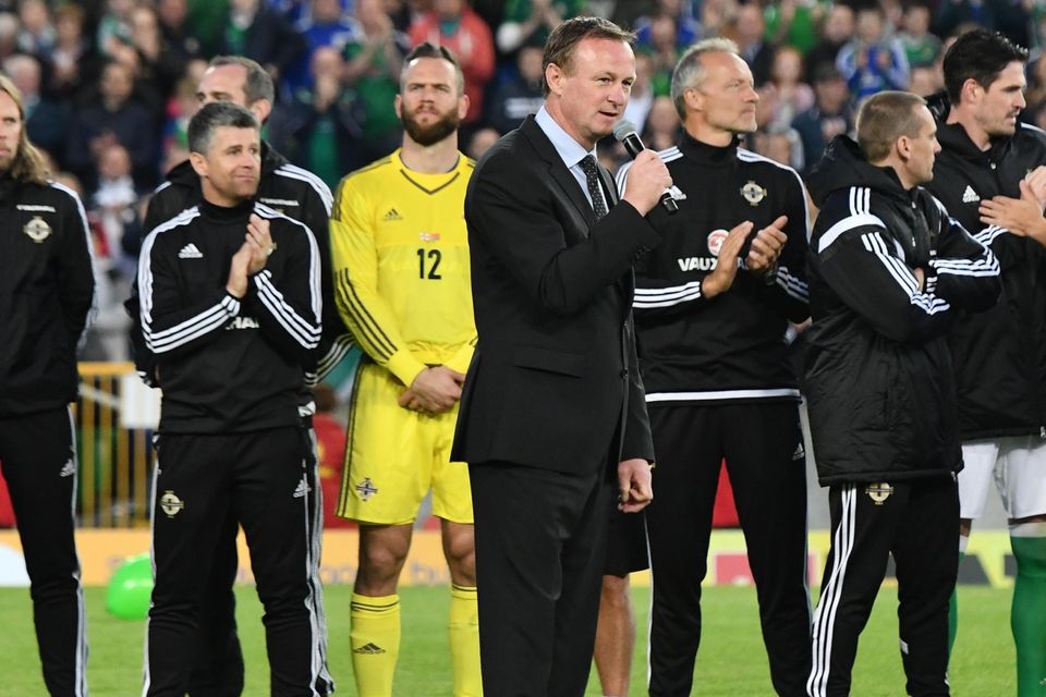 PACEMAKER BELFAST   27/05/2016
Northern Ireland v Belarus  Friendly International
Northern Ireland  Manager Michael O'Neill  after  this evenings Friendly International at Windsor park.
Photo Colm Lenaghan/Pacemaker Press