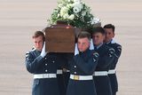 thumbnail: BRIZE NORTON, ENGLAND - JULY 01:  The coffin of Denis Thwaites, one of the victims of last Friday's terrorist attack, is taken from the RAF C-17 aircraft at RAF Brize Norton in Tunisia, on July 1, 2015 in Brize Norton, England. British nationals Adrian Evans, Charles Evans, Joel Richards, Carly Lovett, Stephen Mellor, John Stollery, and Denis and Elaine Thwaites are the first of the victims of last week's terror attack to be repatriated.  (Photo by Joe Giddens-WPA Pool/Getty Images)