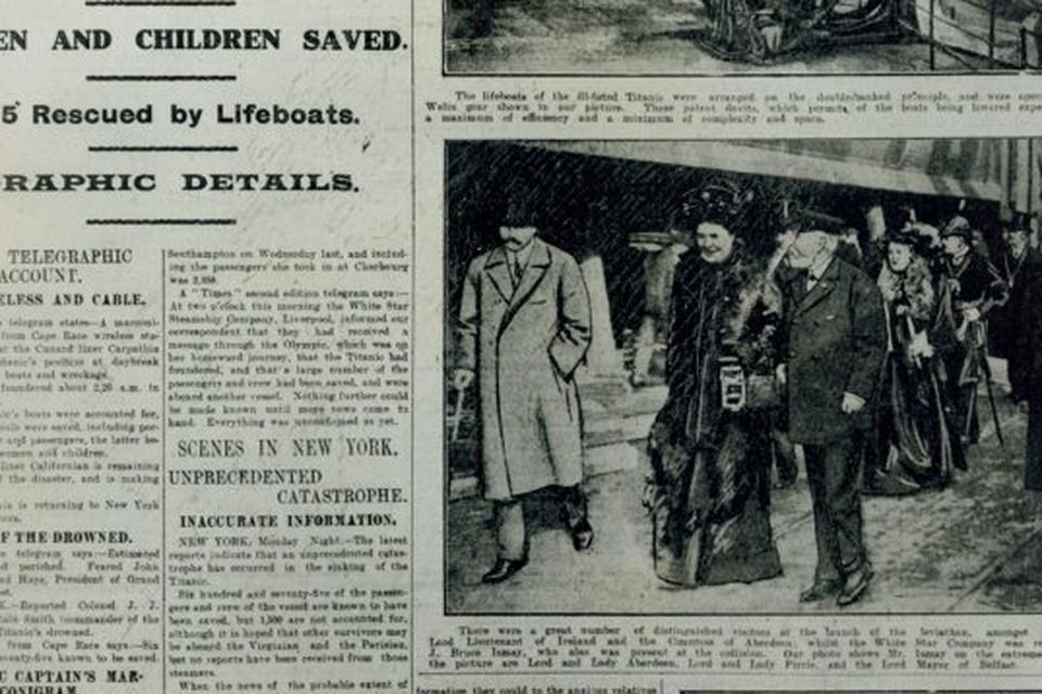 Belfast Telegraph:Page One/Titanic. 16/4/1912