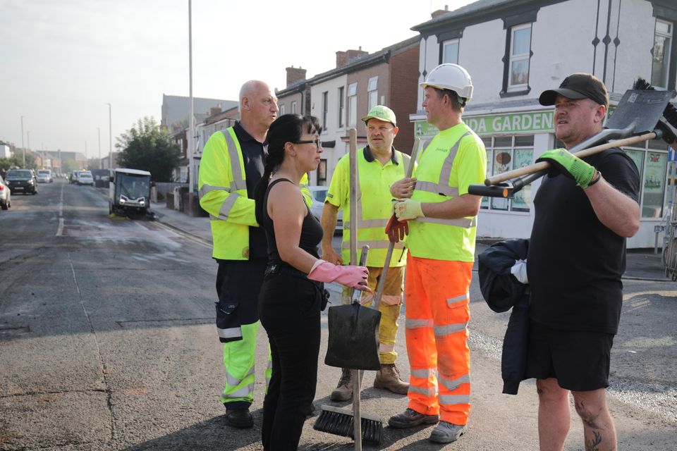 Response workers clear Sussex Road in Southport, Merseyside (James Speakman/PA)