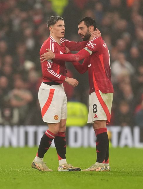 Alejandro Garnacho (left) and Bruno Fernandes were on the scoresheet for United (Martin Rickett/PA)