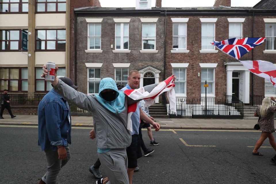 People protest in Sunderland city centre (Scott Heppell/PA)