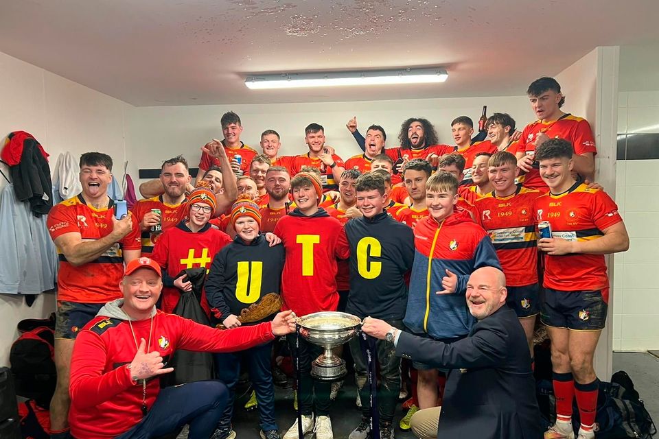 The Ballyclare squad and supporters after winning the All-Ireland Junior Cup