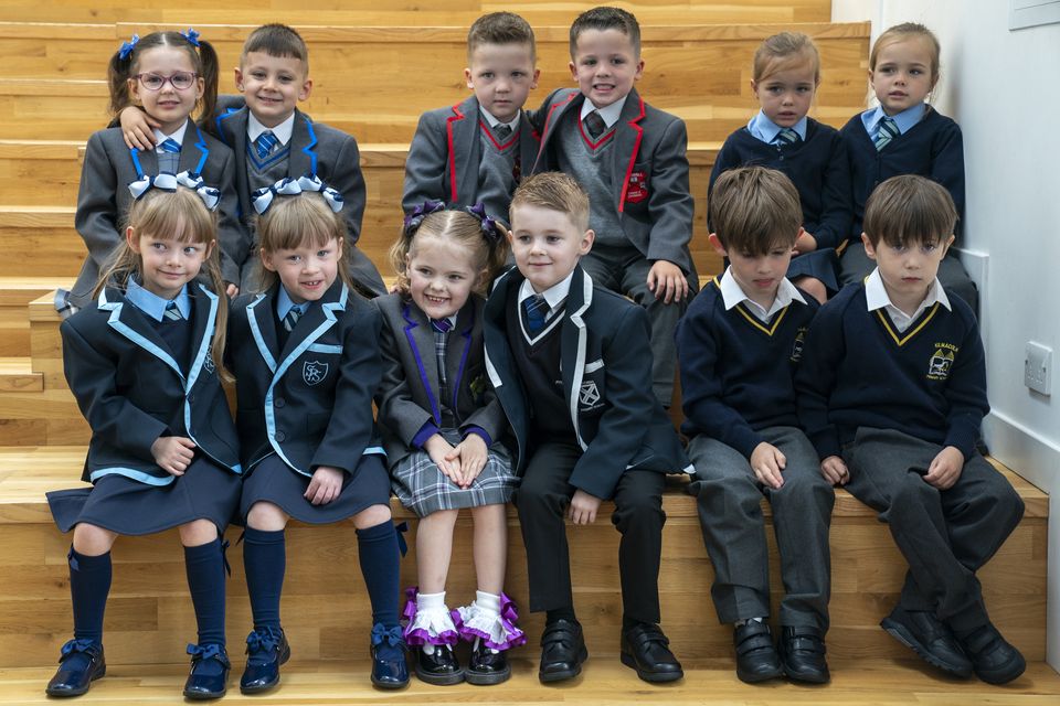 Six of the 10 sets of twins starting school this week in Inverclyde gathered for photos on Tuesday (Jane Barlow/PA)