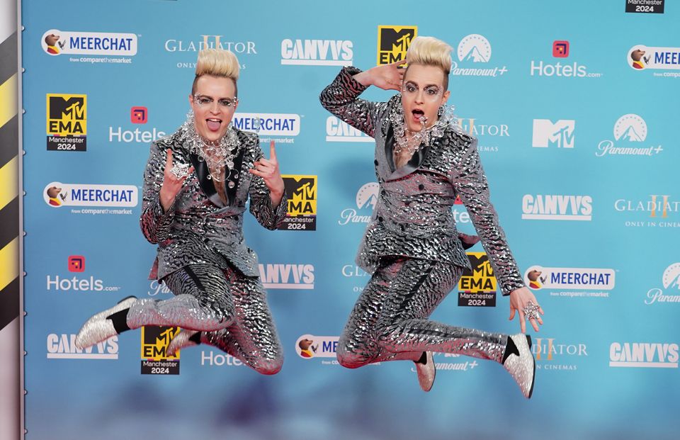 Edward Grimes and John Grimes of Jedward at the awards (Ian West/PA)