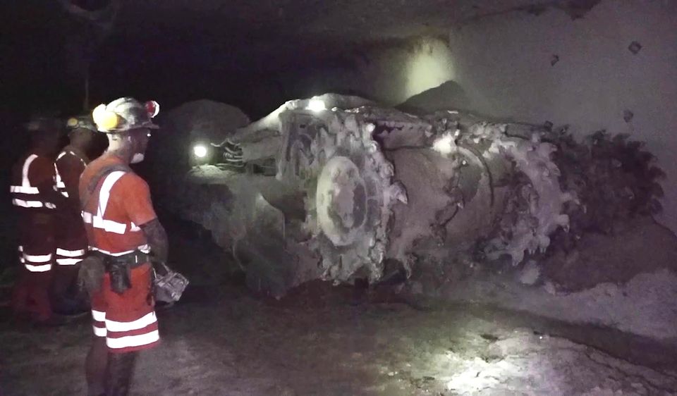 Grab from PA video of workers in Boulby Mine, in North Yorkshire (Dave Higgens/PA)