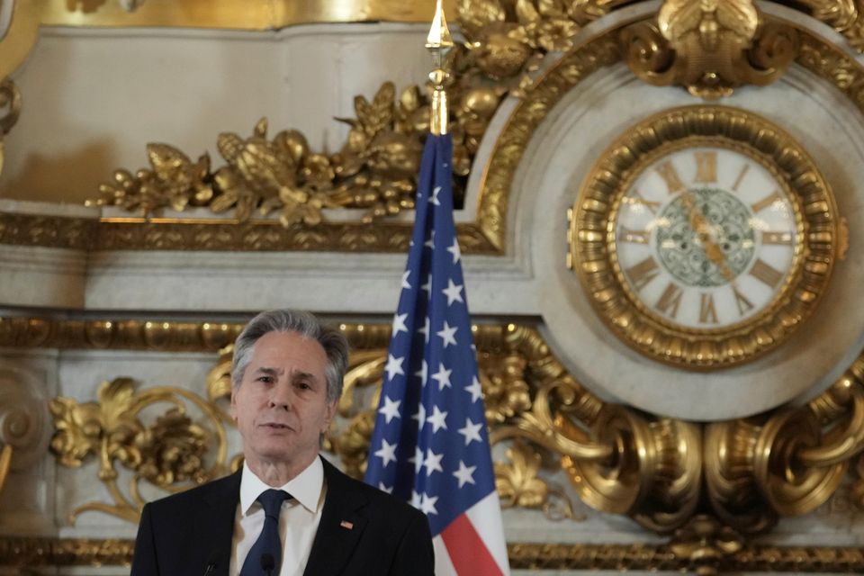 Anthony Blinken held talks with Jean-Noel Barrot in Paris (Thibault Camus/AP)