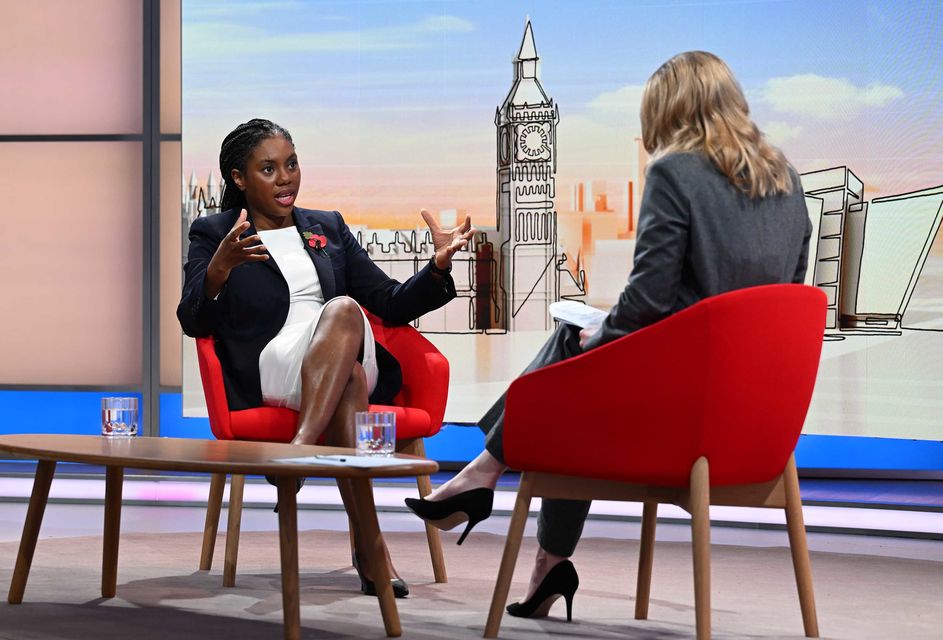 Kemi Badenoch was criticised after her first media appearance as Conservative leader, in which she said the Partygate scandal had been ‘overblown’ (Jeff Overs/BBC/|PA)