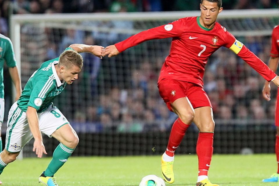 Football GIF: Cristiano Ronaldo Toys With Northern Ireland's Steven Davis  At Windsor Park