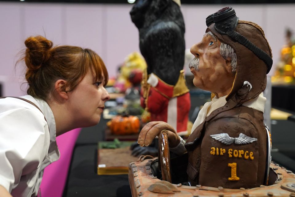 A judge examines a cake (Jacob King/PA)