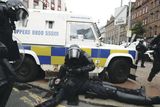 thumbnail: A police officer lies injured on Royal Avenue