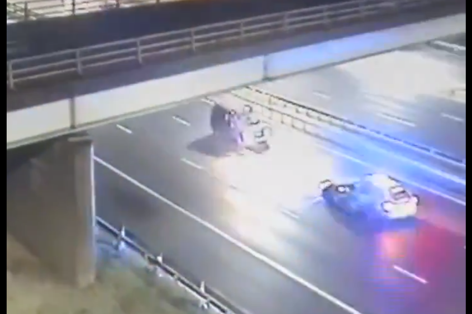 CCTV footage shows drink driver hit police car in wrong-way M4 crash ...