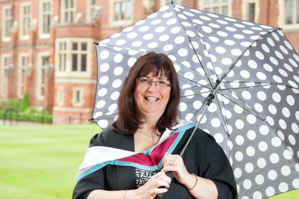 Practising what she preaches: Lynne Spence from Bangor is graduating from Queen's with a MSSc in Organisation and Management. Lynne works in the School of Psychology at Queen's.
