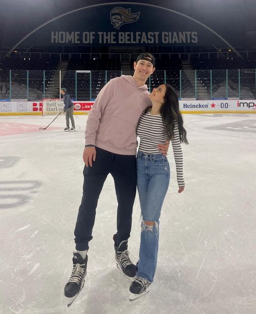 Miles and Jackie Gendron on the ice at Belfast's SSE Arena