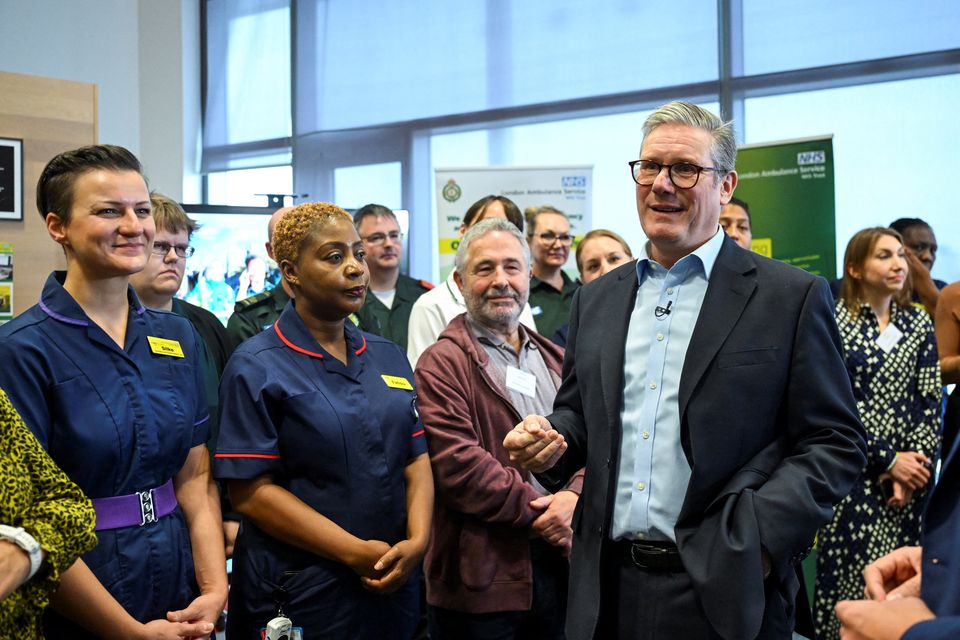 Prime Minister Sir Keir Starmer meets NHS staff during a visit in east London (Jaimi Joy/PA)