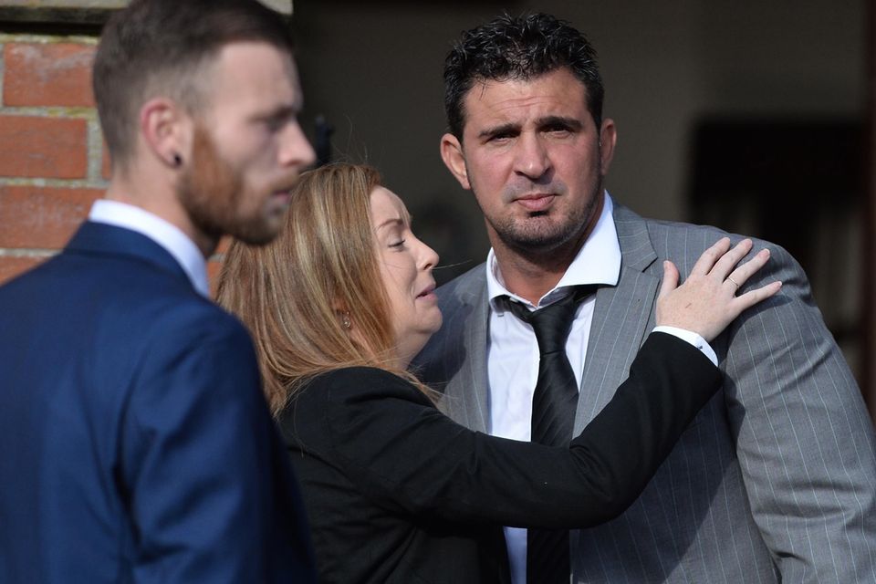 Andre Shoukri during the funeral of Loyalist John Boreland who was shot dead in north Belfast. Pic Pacemaker