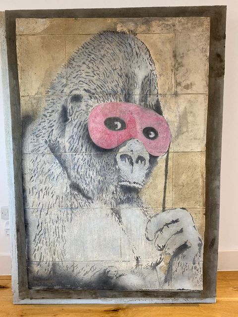 Gorilla In A Pink Mask, an early Banksy artwork which used to be on the wall of the Jalalabad Islamic Centre in Bristol (Exposed Walls/PA)