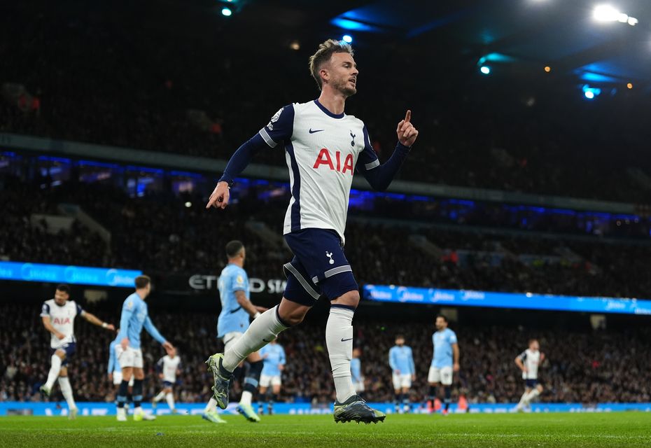 James Maddison put Spurs on course for victory at the Etihad Stadium (Martin Rickett/PA)