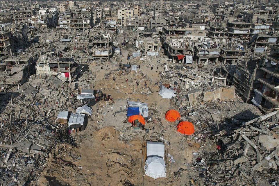 The aftermath of the Israeli air and ground offensive in Beit Lahiya, northern Gaza Strip (Mohammad Abu Samra/AP)