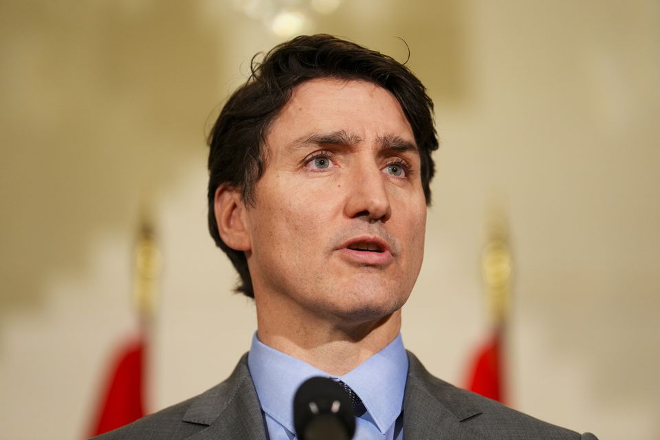 Canada Prime Minister Justin Trudeau holds a press conference (Sean Kilpatrick/The Canadian Press via AP)